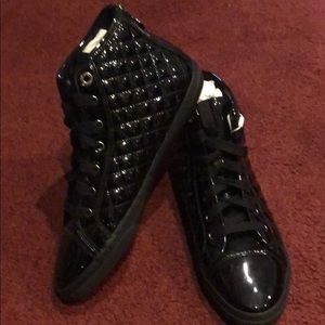 GEOX black patent sneakers size 10. BNWOB